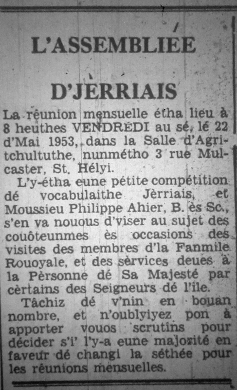 L'Assembliée d'Jèrriais  1953