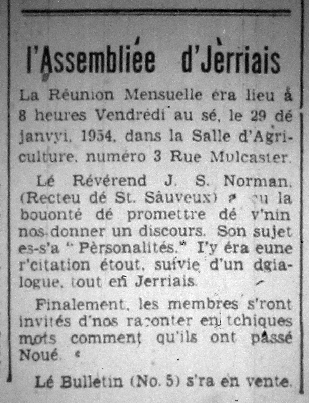 L'Assembliée d'Jèrriais Janvyi 1954