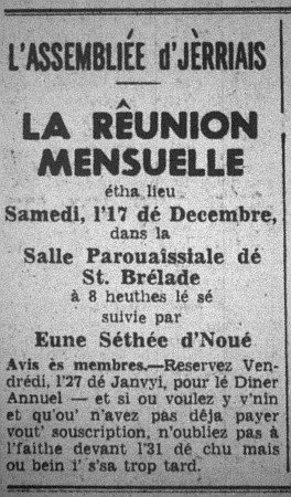 L'Assembliée d'Jèrriais Dézembre 1960