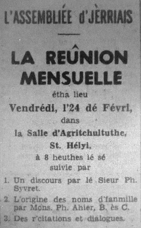 L'Assembliée d'Jèrriais Févri 1961