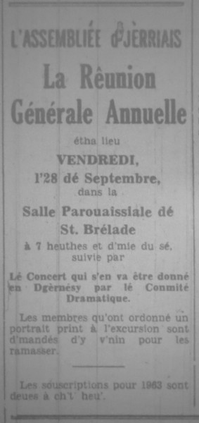 L'Assembliée d'Jèrriais Septembre 1962