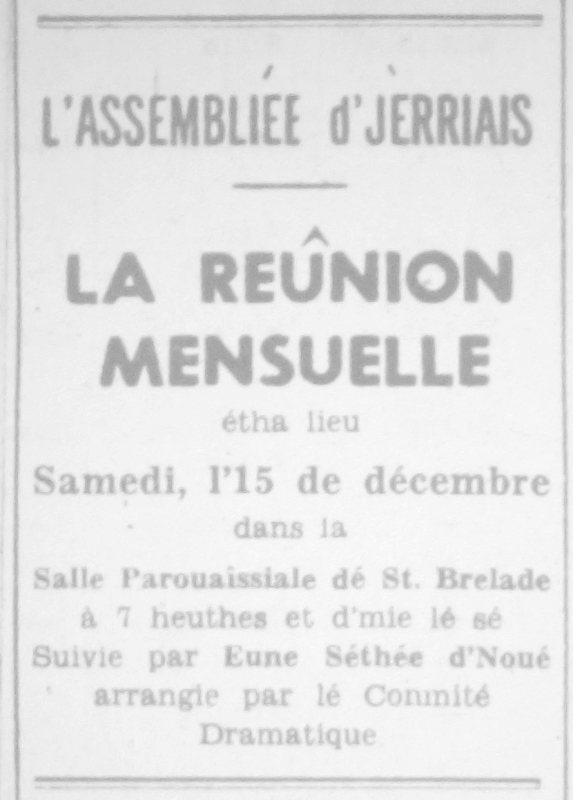 L'Assembliée d'Jèrriais Dézembre 1962