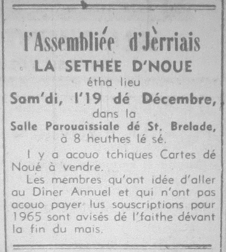 L'Assembliée d'Jèrriais Dézembre 1964