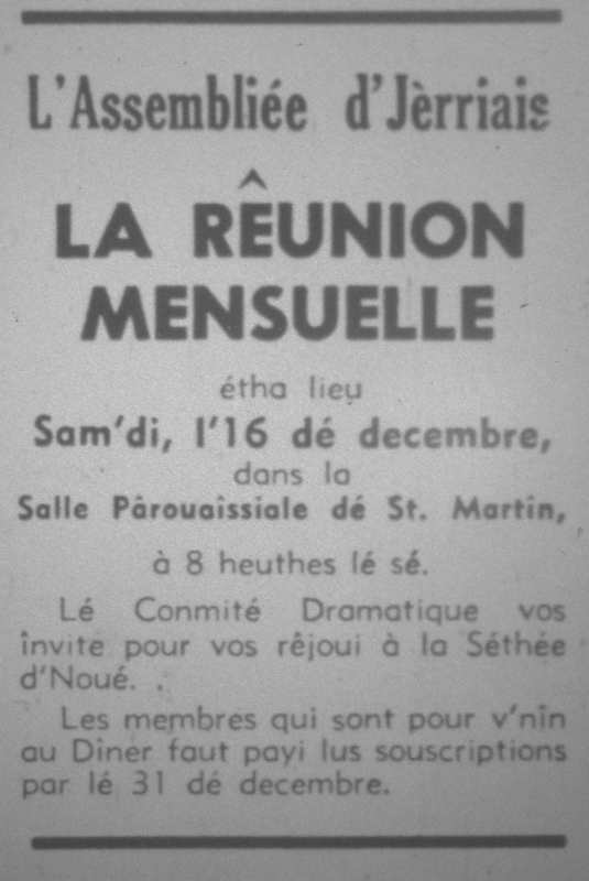 L'Assembliée d'Jèrriais Dézembre 1967