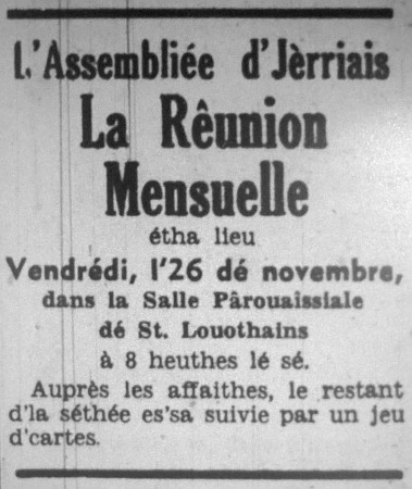 L'Assembliée d'Jèrriais Novembre 1971