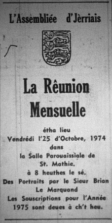 L'Assembliée d'Jèrriais Octobre 1974
