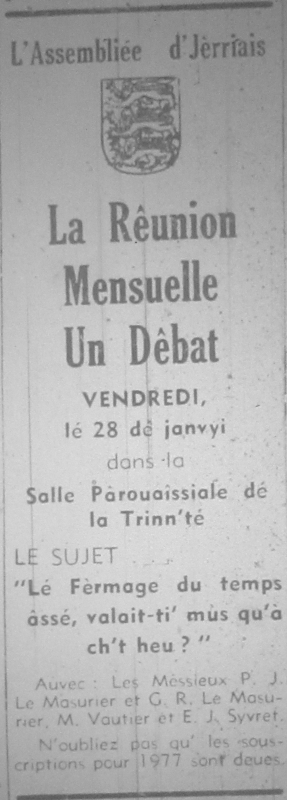 L'Assembliée d'Jèrriais  1977