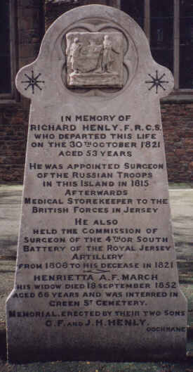 Tombstone of Richard Henly, St. Helier, Jersey