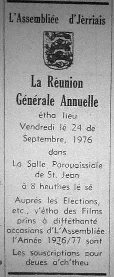 L'Assembliée d'Jèrriais Septembre 1976