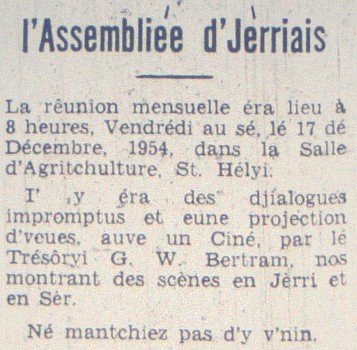 L'Assembliée d'Jèrriais Dézembre 1954