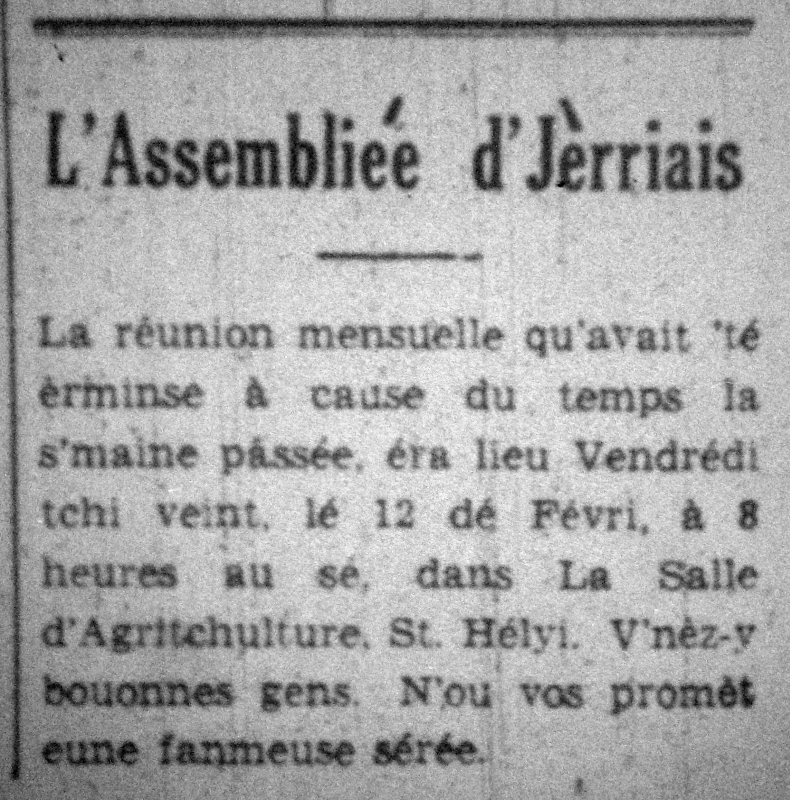 L'Assembliée d'Jèrriais Févri 1954