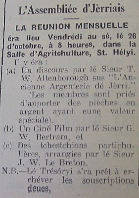 L'Assembliée d'Jèrriais  1956