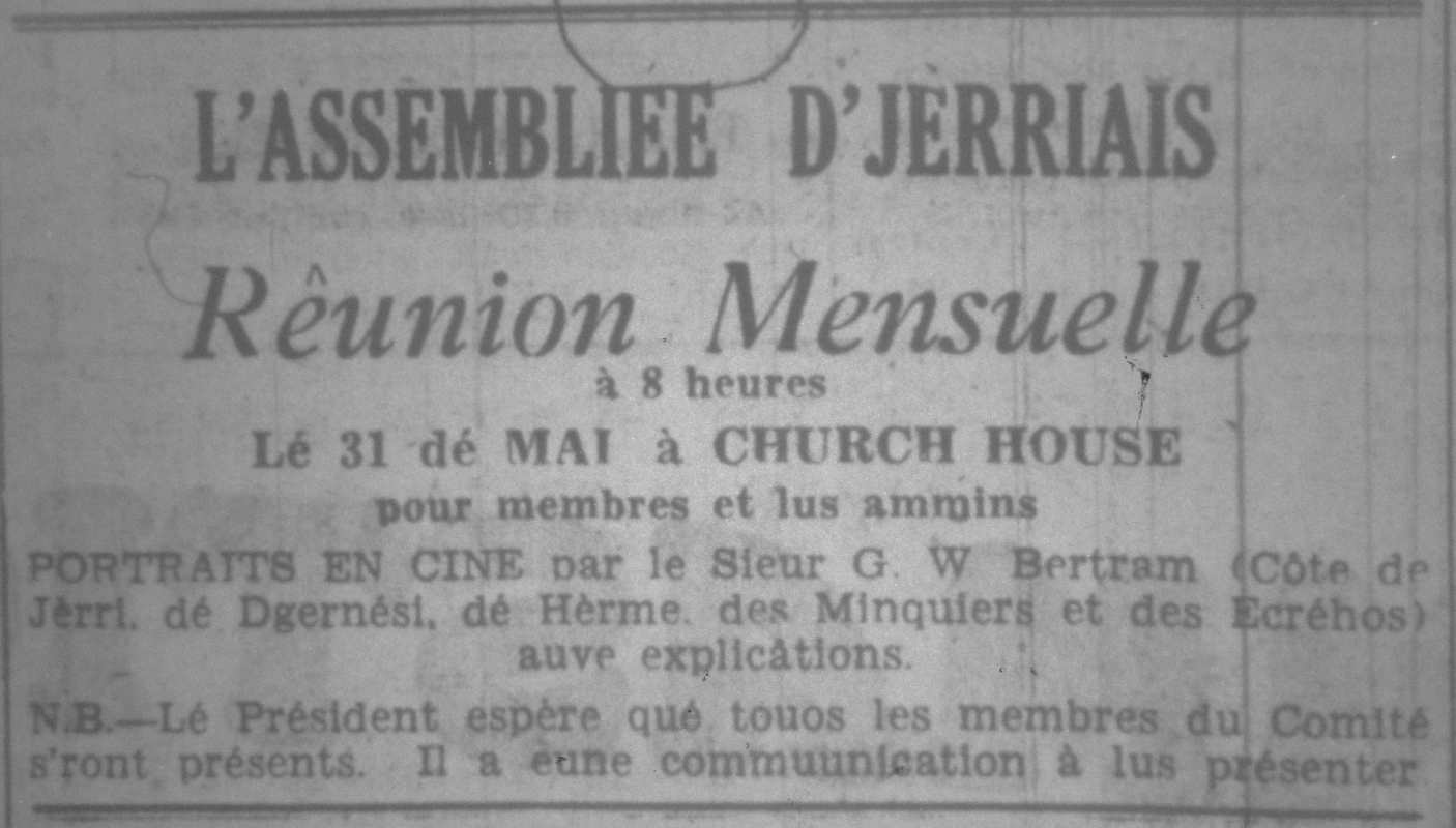 L'Assembliée d'Jèrriais Mai 1957