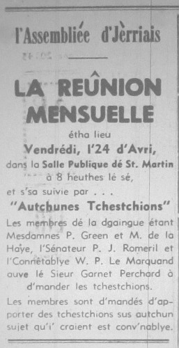 L'Assembliée d'Jèrriais Avri 1964