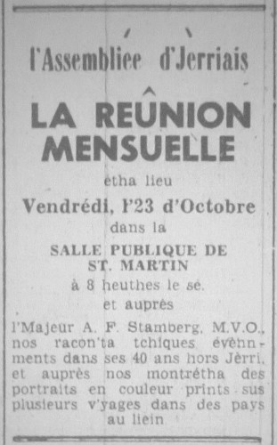 L'Assembliée d'Jèrriais Octobre 1964