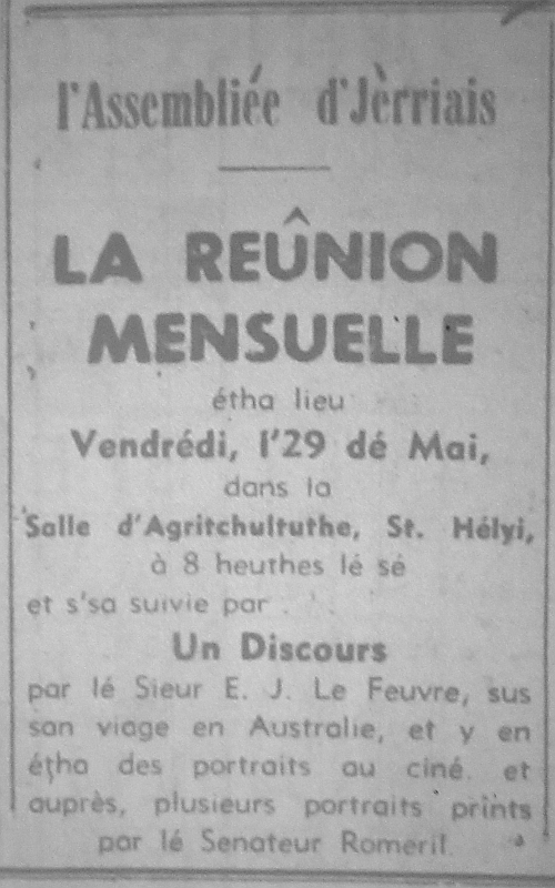 L'Assembliée d'Jèrriais Mai 1964