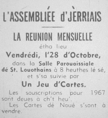 L'Assembliée d'Jèrriais Octobre 1966