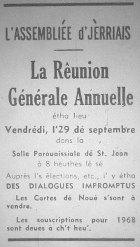 L'Assembliée d'Jèrriais Septembre 1967