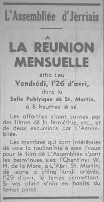L'Assembliée d'Jèrriais Avri 1968